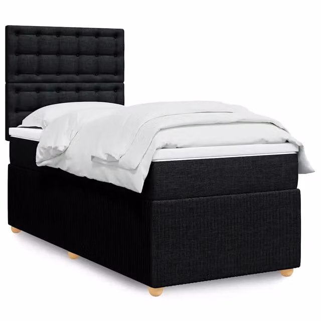 Letto Ibrido Moderno vidaXL con Materasso in Tessuto Nero e Bianco L/P: 100 x 200 cm