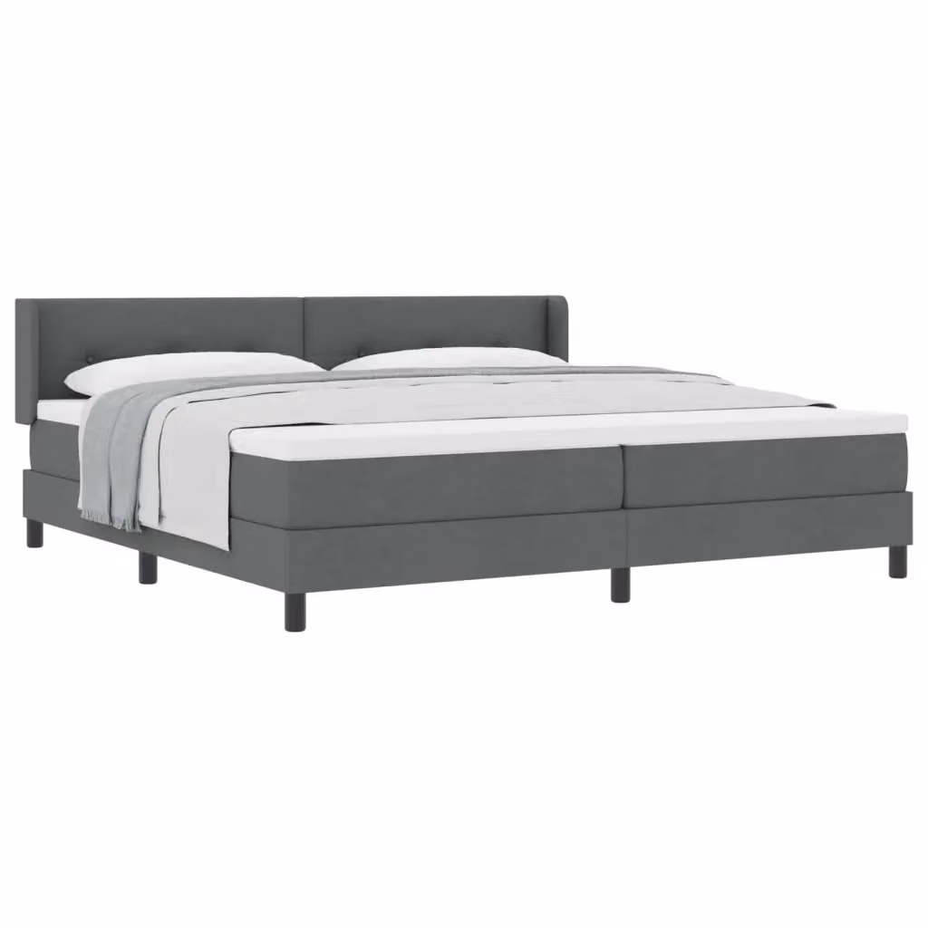 Letto a molle con testiera vidaXL in tessuto grigio, L/P/H: 200 x 200 x 28 cm – 2
