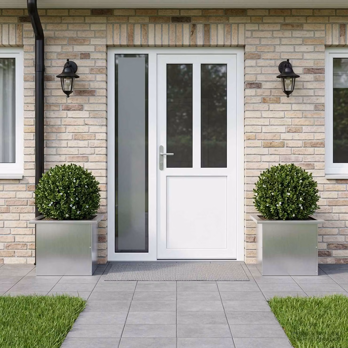 Set di 2 fioriere da giardino vidaXL con LED in acciaio zincato argento L/P/H: 30 x 40 x 30 cm