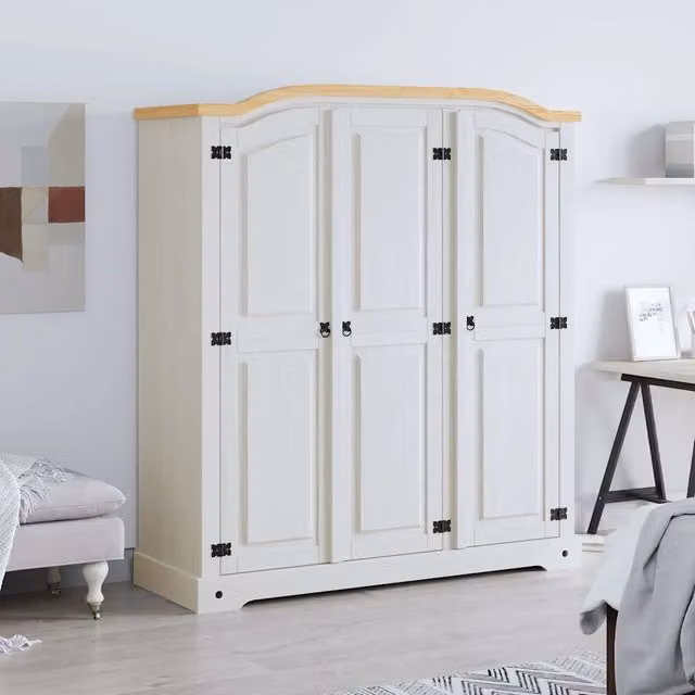 Armadio in Legno di Pino Messicano Corona 3 Ante Bianco 282622