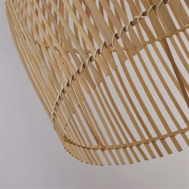 Lampada a sospensione SEARCHLIGHT Bali in legno e bambù, colore marrone e nero, con luce E27, diametro: 60 cm – 1