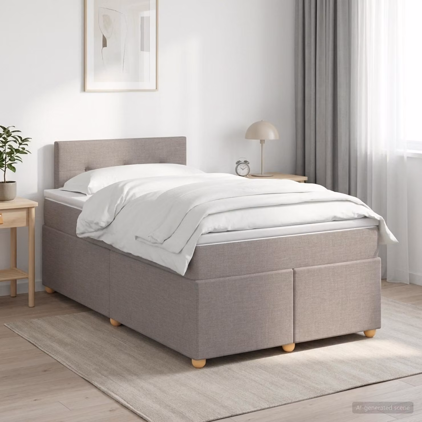 Letto box spring ibrido vidaXL con materasso a molle insacchettate, colore beige o grigio, L/P: 120 x 200 cm