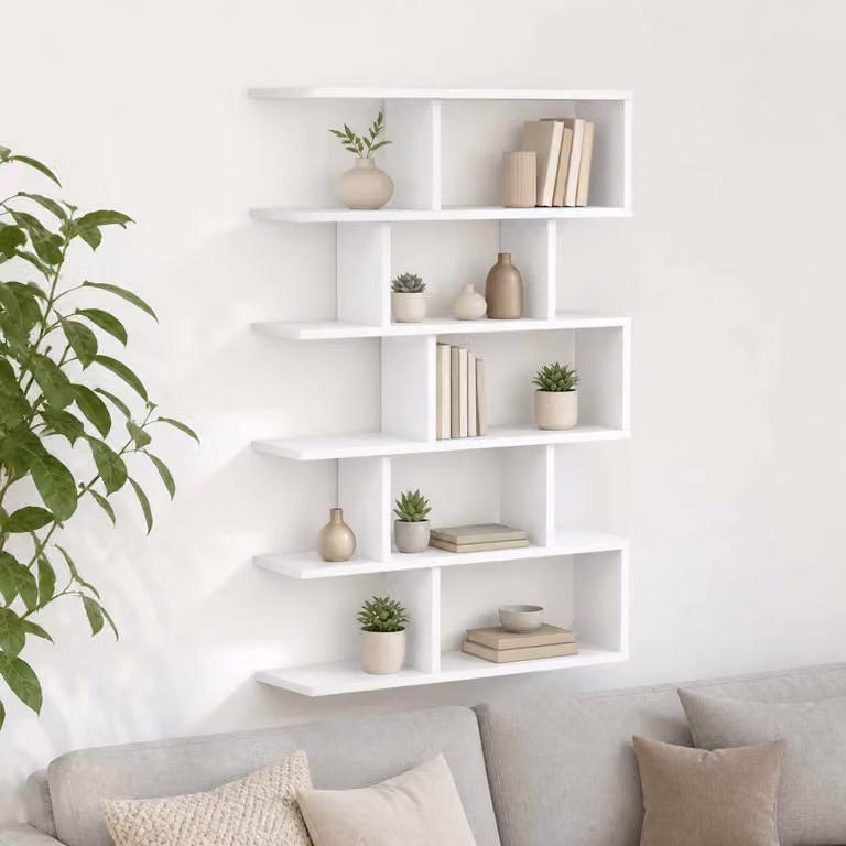 Scaffale da parete moderno vidaXL in legno bianco L: 70 cm, P: 17 cm, H: 101 cm