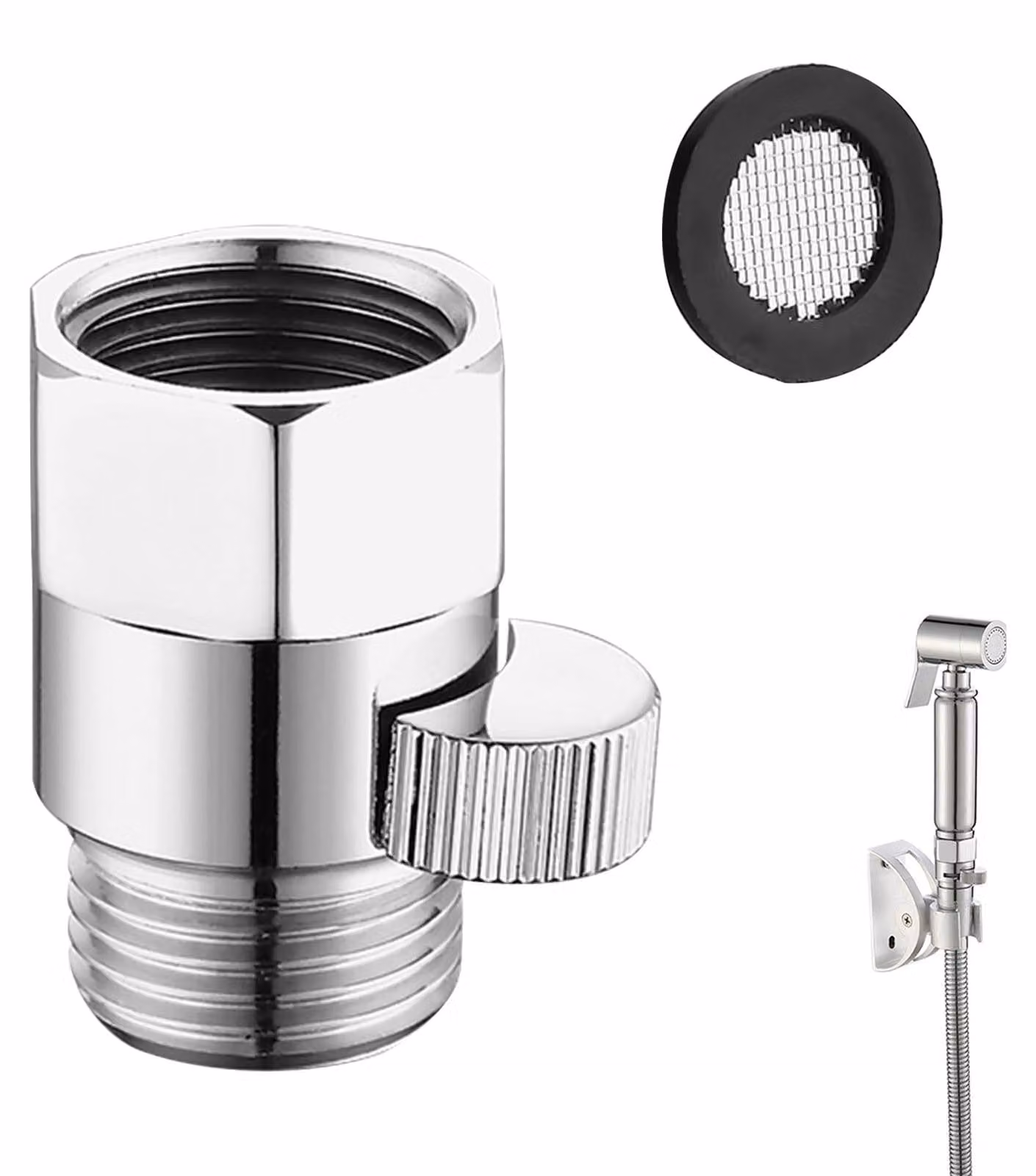 Rubinetto doccia a diverter, 1/2 pollice, in ottone cromato, per doccia a mano
