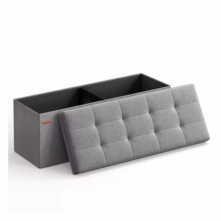 Panca Portaoggetti Pieghevole, Grigio Chiaro / 38 x 110 x 38 cm