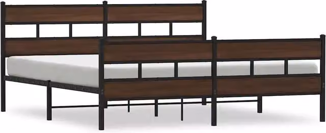 Letto matrimoniale | Letto per adulti | Giroletto senza Materaso in Metallo Rovere Marrone 183x213 cm