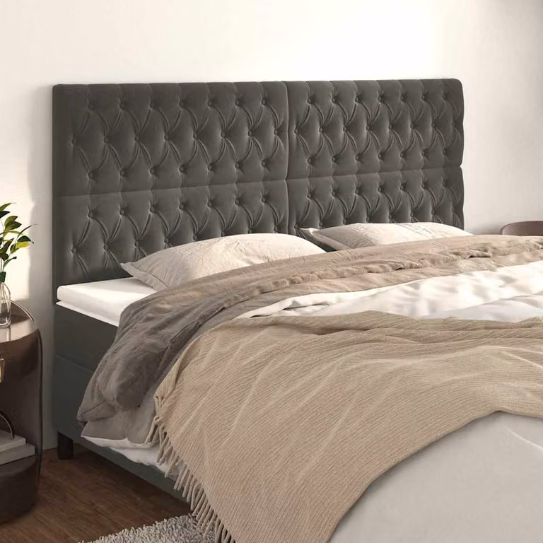 Testiera per letto vidaXL in velluto grigio scuro con pannello imbottito L: 180 cm, P: 7 cm, H: 118/128 cm