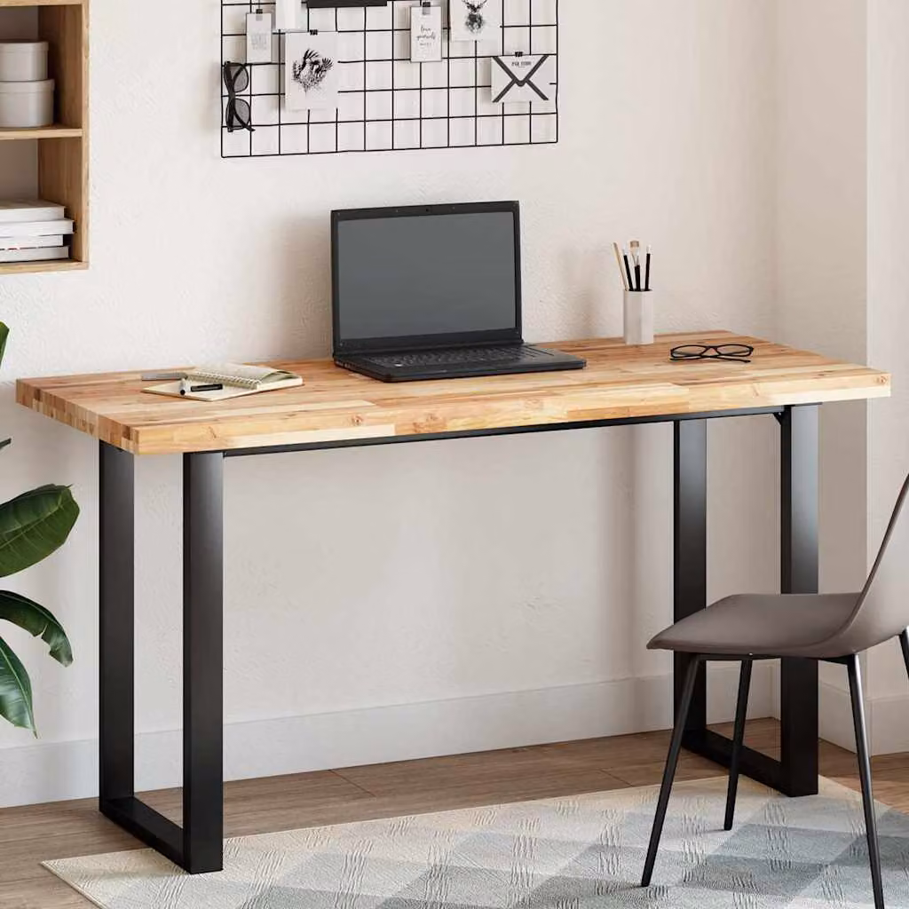 Piano Tavolo Rettangolare in Legno Massello di Acacia vidaXL, Marrone, L/P/H: 140 x 60 x 4 cm