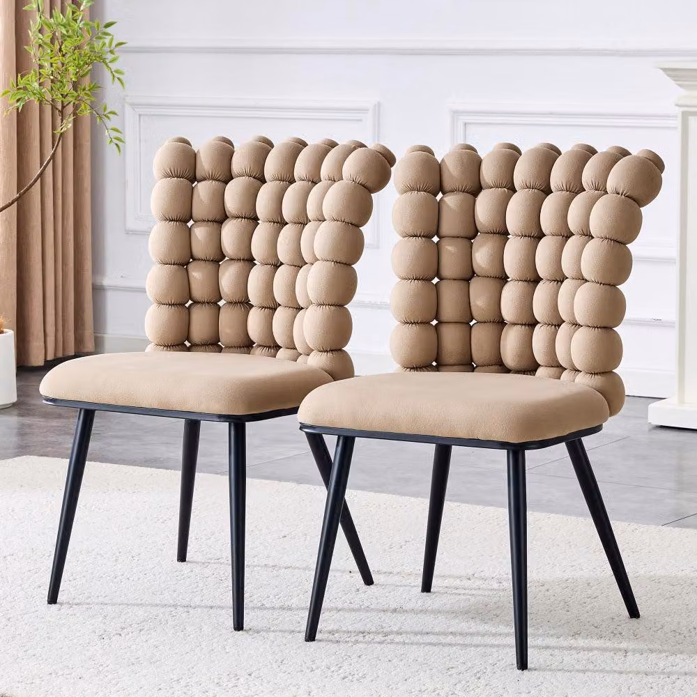 Sedia da pranzo - Sedia - Sedia a conchiglia - Arredamento - Sedia da soggiorno - Set da 2 - Velluto color cammello chiaro