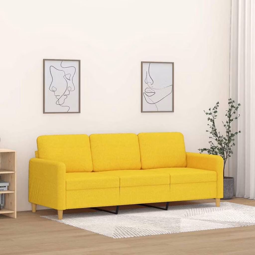 Maison Exclusive - Divano a tre posti giallo chiaro 180 cm in tessuto