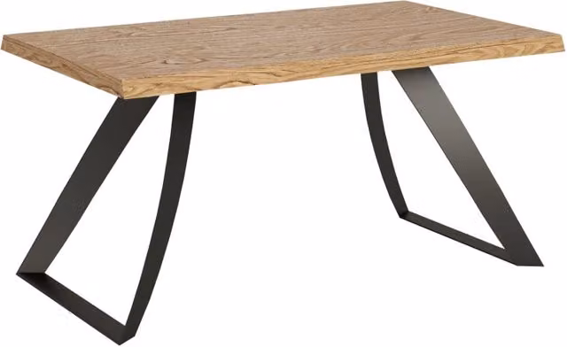 Tavolo fisso rettangolare Bs Com in rovere scortecciato con gambe in metallo antracite L: 160 cm, P: 90 cm, H: 75 cm