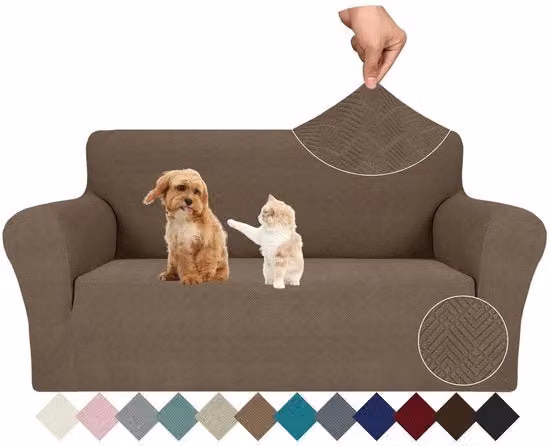 Copridivano Ystyle Geometrico Marrone in Jacquard Antimanica e Antiscivolo