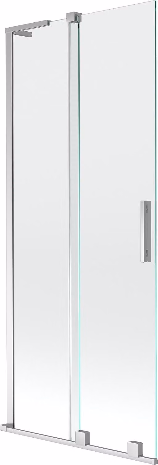 Mexen Velar L paratia per vasca da bagno a 2 ante scorrevoli 80 x 150 cm, trasparente, cromo - 896-080-003-01-01
