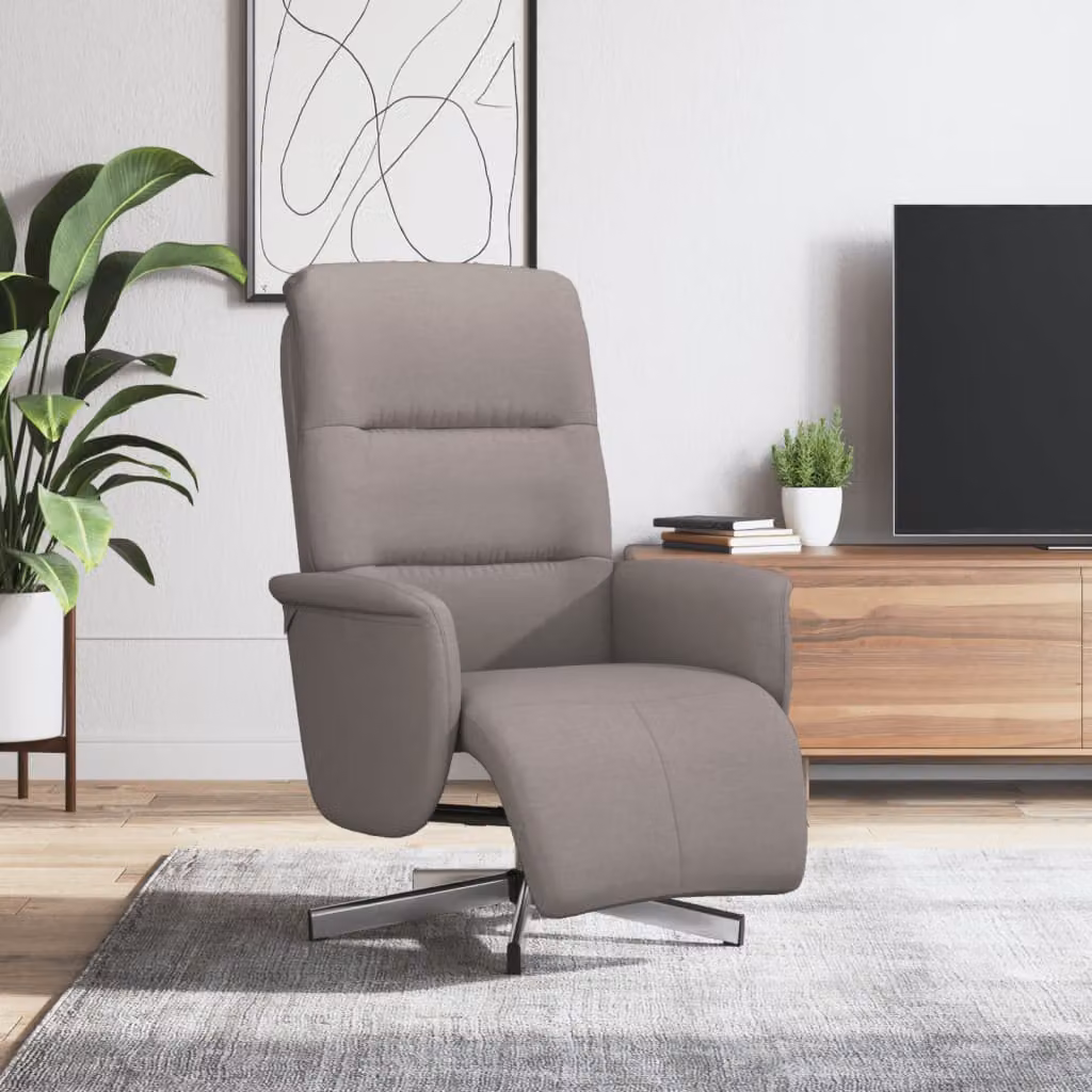 vidaXL Poltrona Reclinabile Relax con Poggiapiedi, Girevole 360°, Colore Grigio Beige in Tessuto