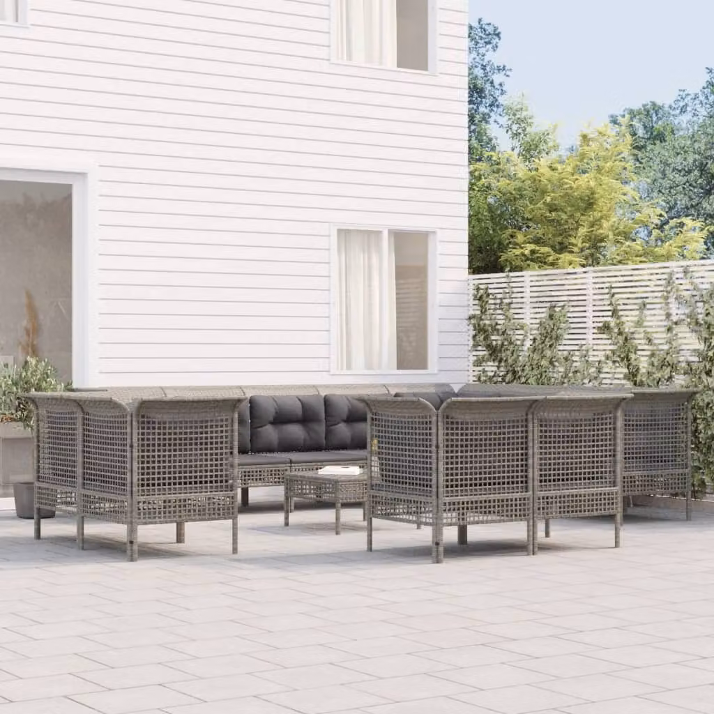 Maison Exclusive - Set Divani da Giardino 13 pz con Cuscini in Polyrattan Grigio