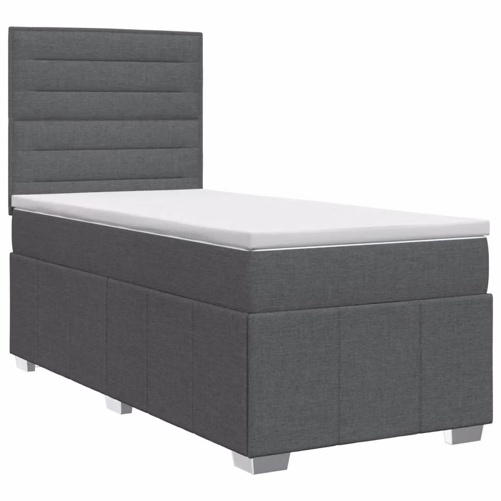 Letto box spring con materasso vidaXL in tessuto grigio e bianco L/P: 200 x 80 cm – 2