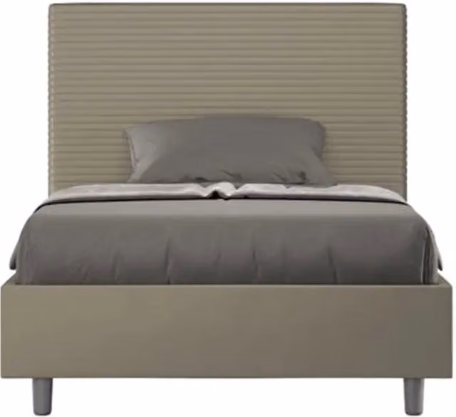 Letto matrimoniale francese senza rete imbottito 140x200 similpelle cappuccino Focus