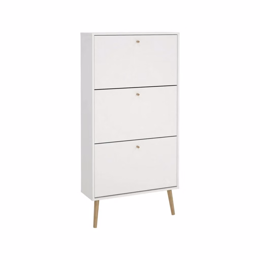 Scarpiera Fung DMORA, Mobile porta scarpe e armadio da ingresso multiuso bianco opaco, L: 70 cm, P: 24 cm, H: 139 cm – 2