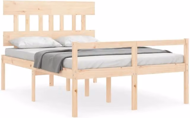 Letto matrimoniale | Letto per adulti | Letto per Anziani con Testiera 120x200 cm in Legno Massello