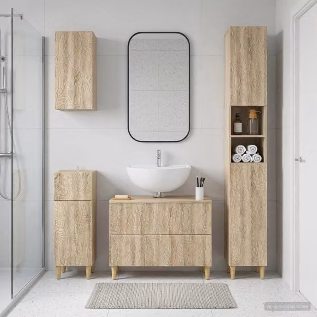 Set di Mobili da Bagno da 4 Pezzi DELFT Rovere Sonoma 3417947