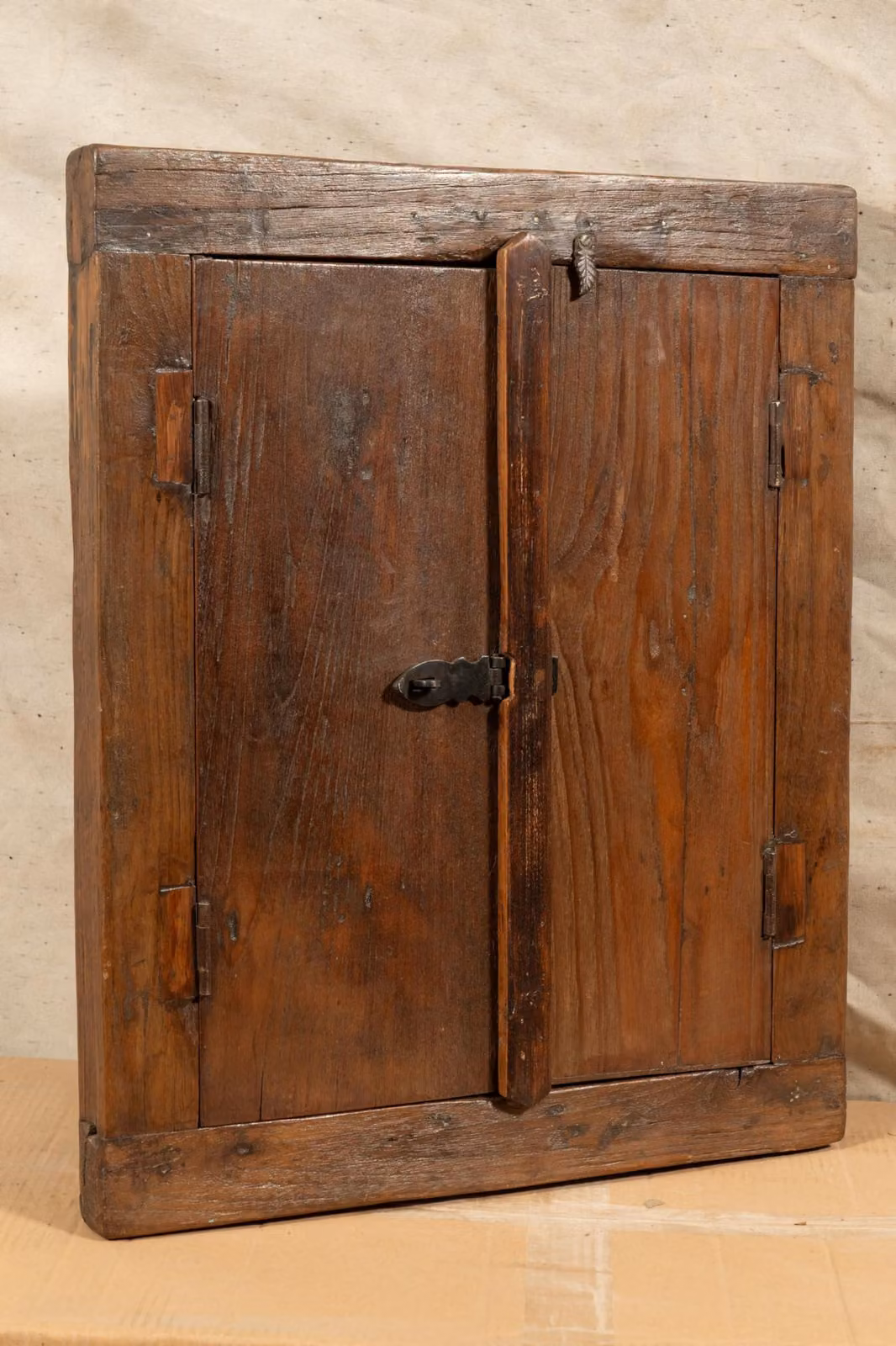 Finestra interna, dimensioni 50,5 x 7,5 x 60,5 cm, in legno di teak, stile antico