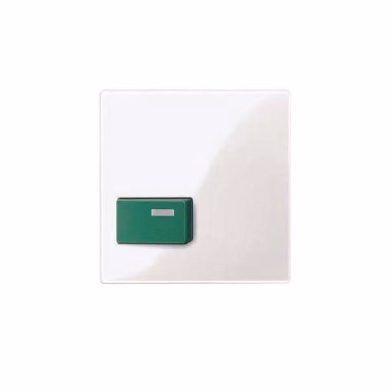 Piastra centrale per pulsante di spegnimento, verde, bianco polare lucido, sistema M