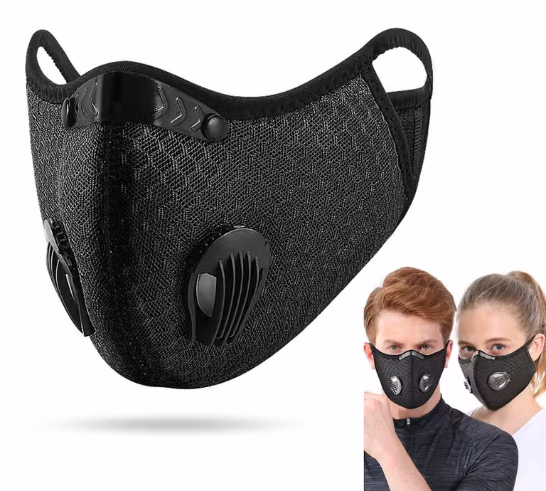 Maschera da ciclista con ganci per le orecchie, resistente alla polvere, clip nasale regolabile, riutilizzabile, rete sportiva
