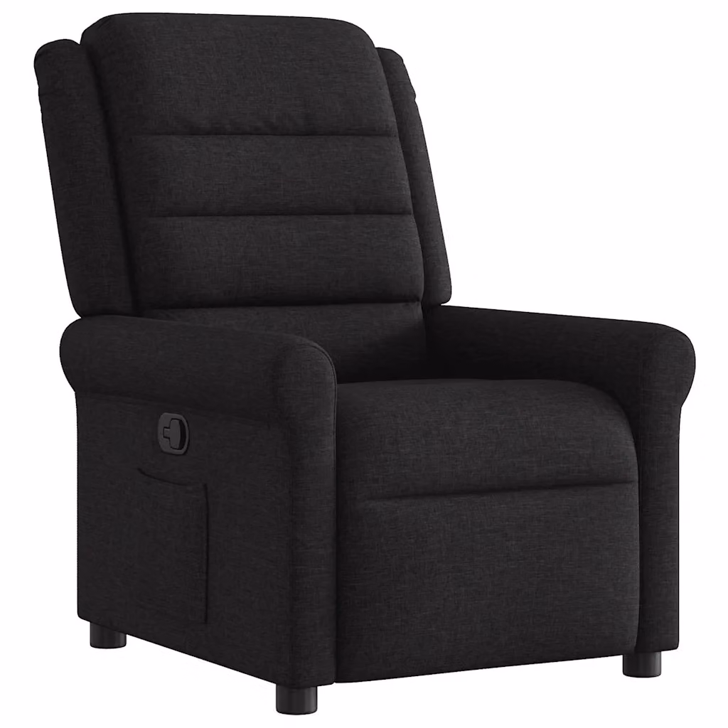 Poltrona Reclinabile Relax vidaXL in Tessuto Nero con Braccioli e Regolazione Manuale – 2