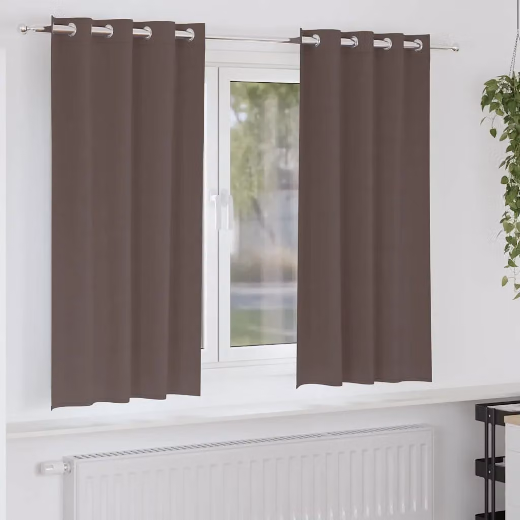 Set di 2 tende blackout vidaXL con anelli in poliestere, colore marrone, L: 140 cm x H: 175 cm
