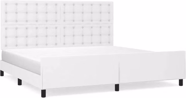Letto matrimoniale | Letto per adulti | Giroletto con Testiera Bianco 200x200 cm in Similpelle