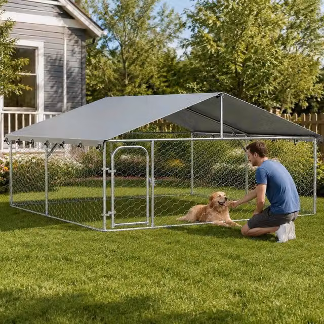 Outdoor Dog Kennel With Roof 300x300x150 Cm