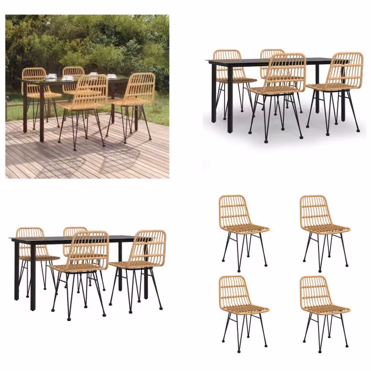 vidaXL set da pranzo da giardino 5 pezzi in poly rattan - set da pranzo da giardino - set da pranzo da terrazza - set da pranzo da esterno