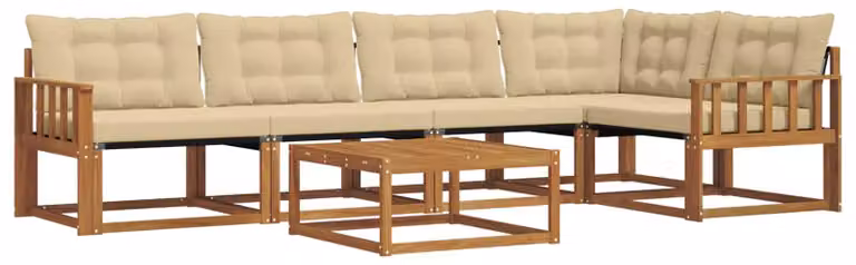 Set da salotto da esterno vidaXL, 6 pezzi, colore naturale e beige