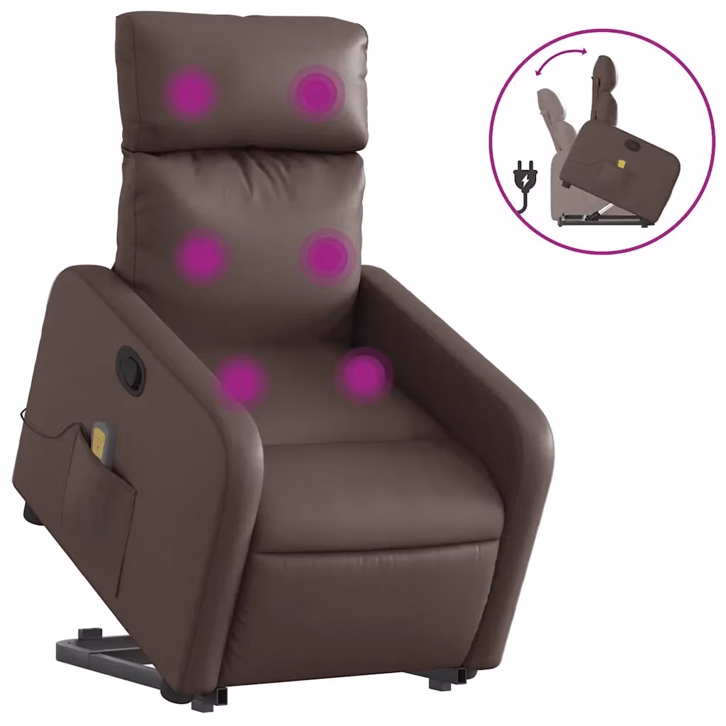 Poltrona Alzapersona Reclinabile con Assistenza Elettrica vidaXL in Similpelle Marrone – 2