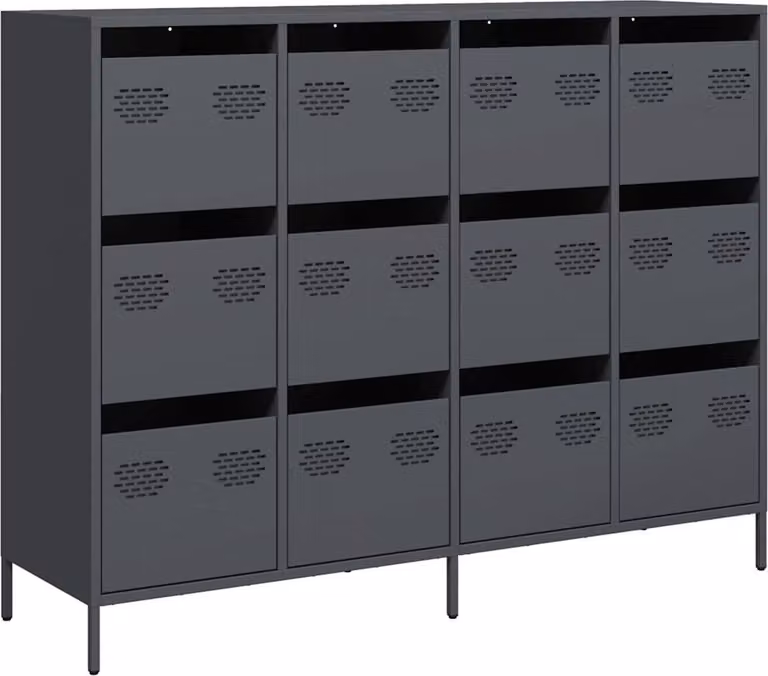 Credenza Antracite 135x39x103,5 cm in Acciaio Laminato a Freddo