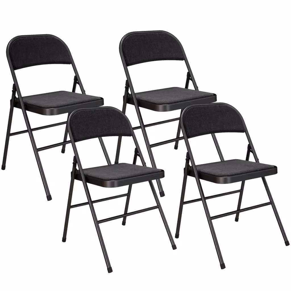 Set di 4 sedie pieghevoli da pranzo Xylo con struttura in metallo nero e seduta in tessuto L/P/H: 45 x 46 x 78 cm – 2