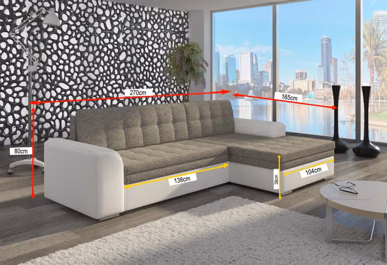 Design Schlafsofa Sofa Polster Wohnzimmer Ecksofa Couch Textl Stoff Garnitur