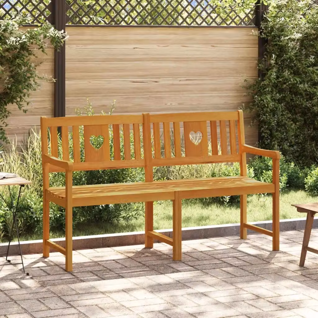 Panchina da giardino in legno di acacia color marrone con braccioli, L 150 x P 55,5 x H 90 cm – 2