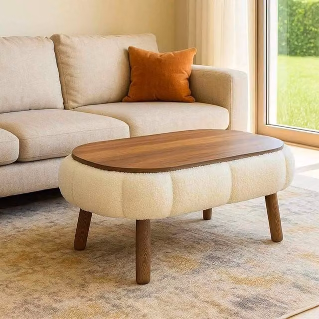 Tavolino in legno "Papatya" - 98 x 68 x 45 cm - Bianco