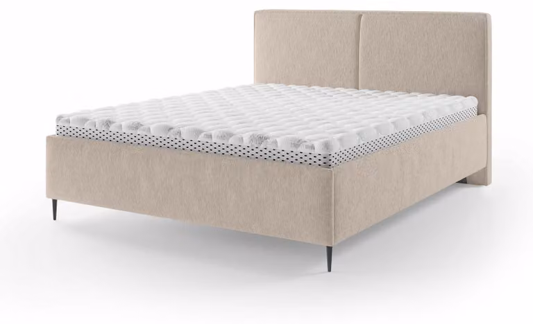 Letto imbottito con contenitore, modello Hatti, dimensioni 160 x 200 cm. Sabbia finissima