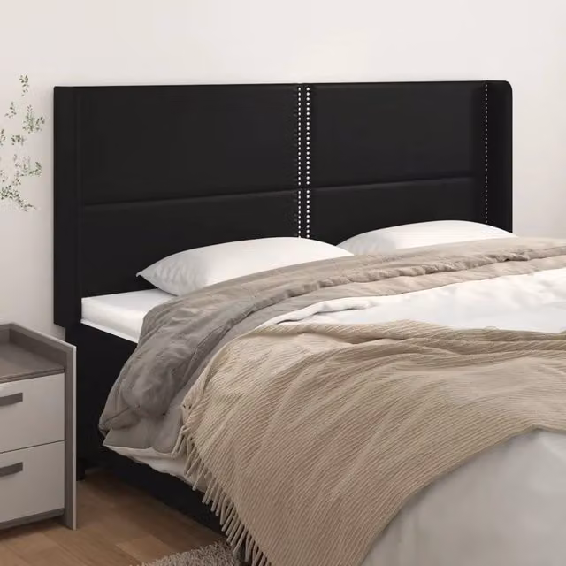 Testiera ad orecchio VidaXL in similpelle nera, L: 163 cm, P: 16 cm, H: 118/128 cm
