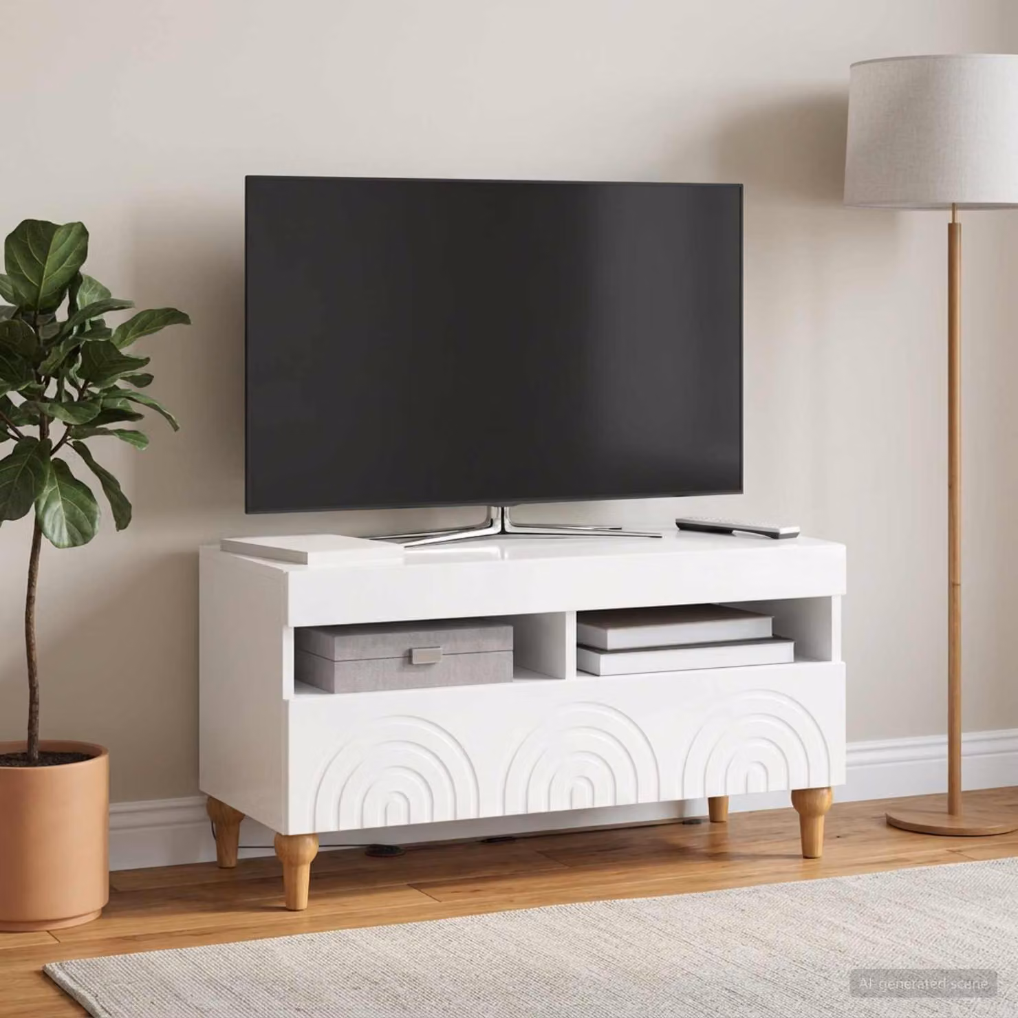 Mobile TV LED vidaXL ALKMAAR Bianco Lucido L: 81 cm, P: 35 cm, H: 43 cm