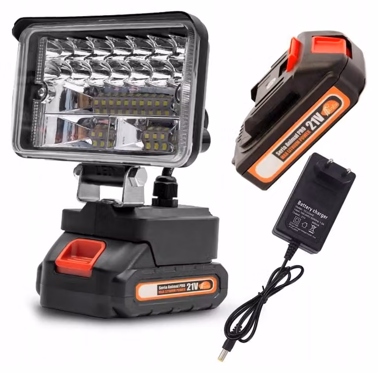 Rosfix Animal Pro – Lampada LED Senza Fili SMD 3030 | Batteria 21V 1,5Ah, 2 Livelli di Luminosità, Compatibile con Makita 18V | Officina, Campeggio