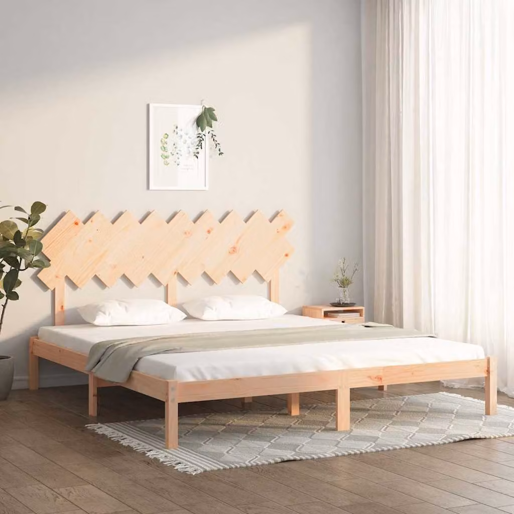 vidaXL Giroletto Super King in Legno di Pino Massello Marrone L: 180 cm, P: 200 cm, H: 205.5 cm