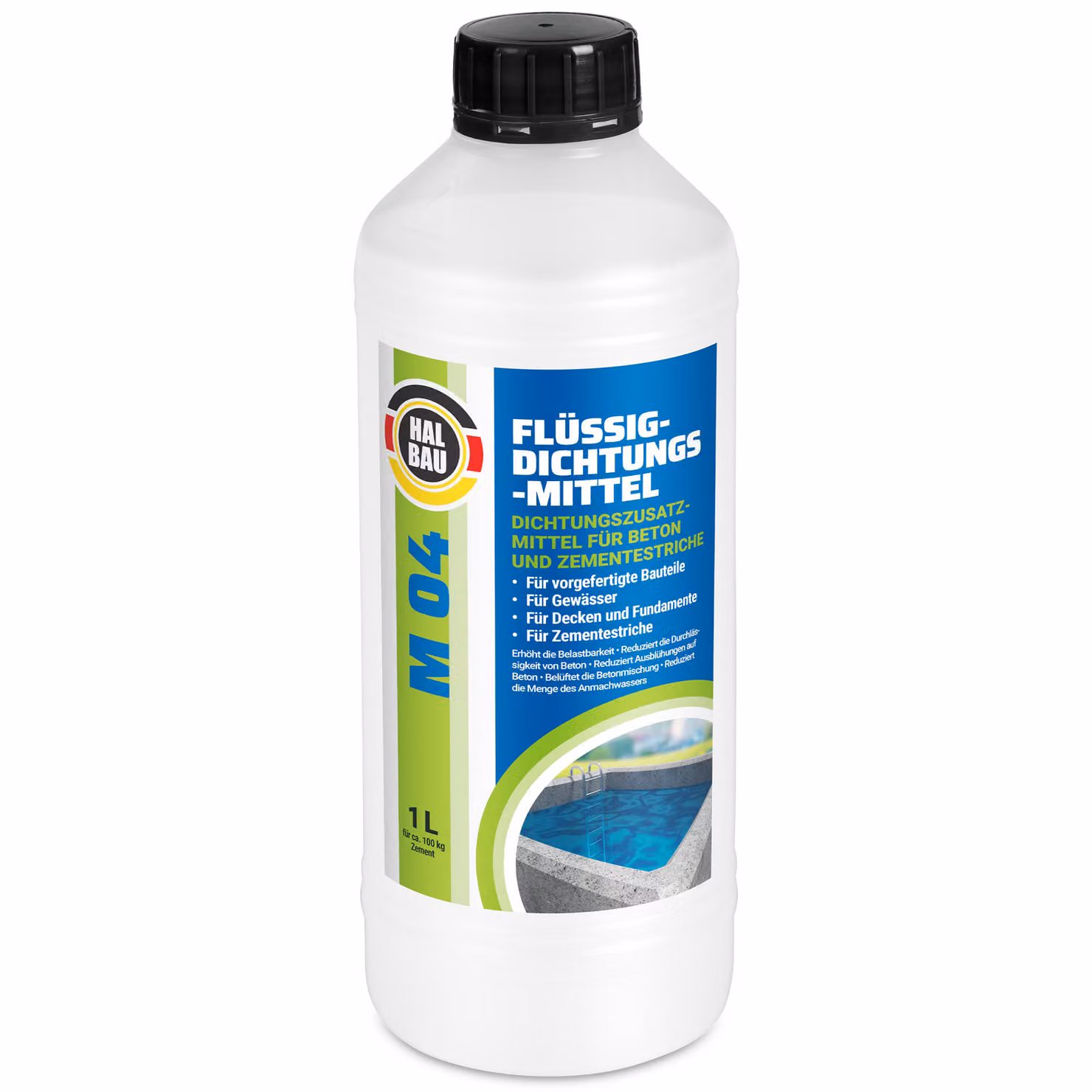 Plastificante Impermeabilizzante Sigillante liquido per calcestruzzo 1 L Massetto cementizio Additivo per malta HALBAU M04