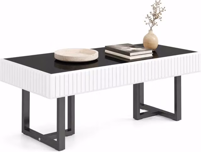 Tavolino da salotto moderno REDOM rettangolare bianco e nero L/P/H: 110 x 50,5 x 41 cm – 1