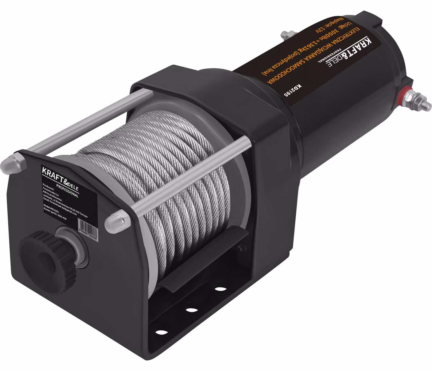 KRAFT&DELE | Verricelli elettrici, 1500W, capacità di sollevamento 1361kg, altezza di sollevamento 13,5m. Verricello motorizzato, sistema di sollevamento con motore, velocità di sollevamento 10m/min. Sistema di sollevamento con cavo e telecomando wireless