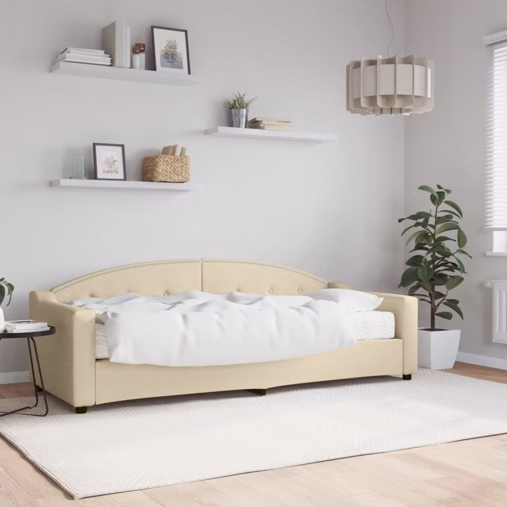 Maison Exclusive - Divano letto con materasso color crema 80x200 cm in tessuto
