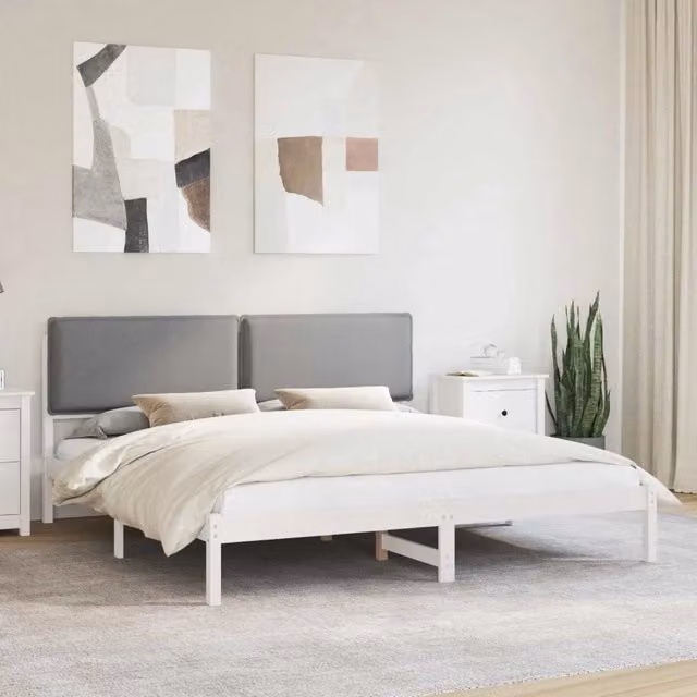 Letto con Testiera Rivestita Grigio chiaro 200 x 200 cm 3405561
