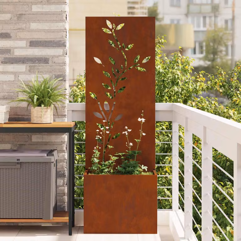vidaXL Paravent per privacy in giardino in acciaio, marrone, L/P/H: 50 x 32 x 150 cm